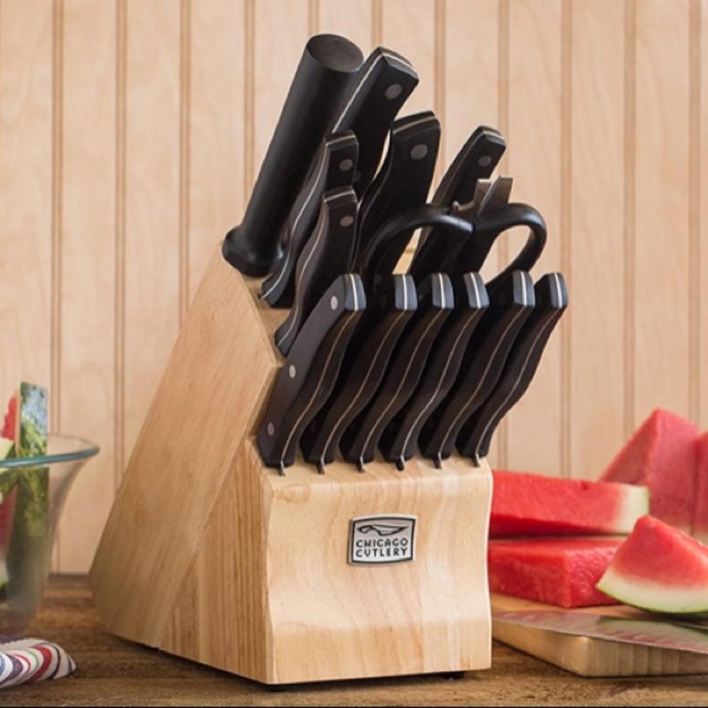 Chicago Cutlery Metropolitan High-Carbon Blade Block Knife Set (15-Piece)